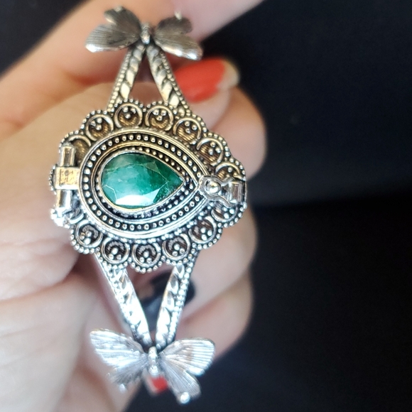 New Emerald 925 Silver Butterflies Poison Cuff Bracelet. - Picture 5 of 11